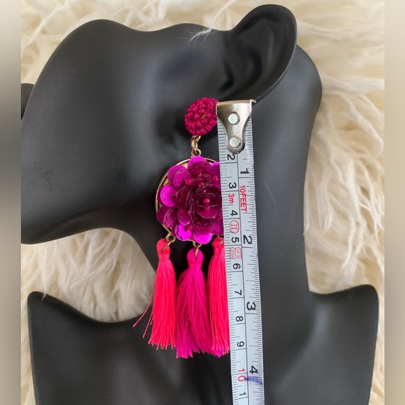 Dangling Tassel Pink & Fusia Earrings - Picture 4 of 9